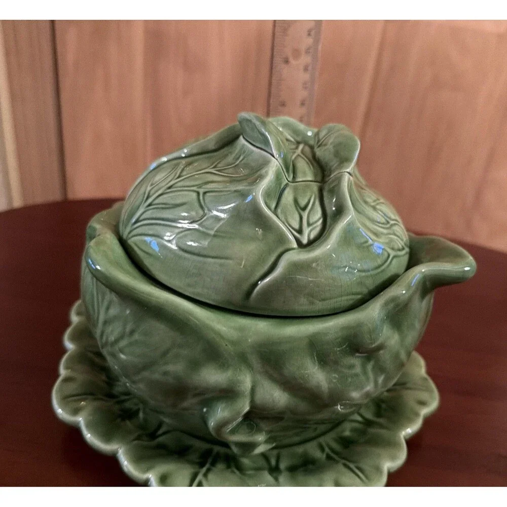 Vintage Holland Mold Cabbage Soup Tureen w Underplate.  Cottage Core. 3 Pc. EUC!